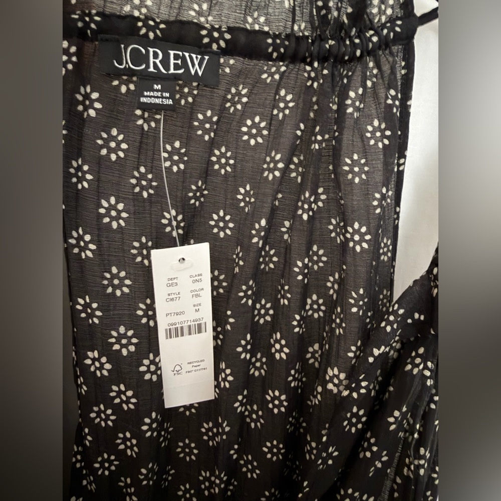 NWT - J. Crew Women’s Crinkled Maxi Dress - Black/White Block Print - Sz M - Picture 8 of 15